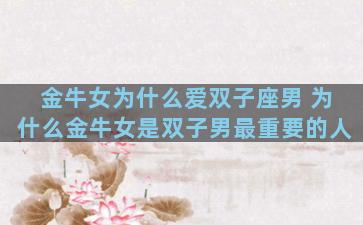 金牛女为什么爱双子座男 为什么金牛女是双子男最重要的人